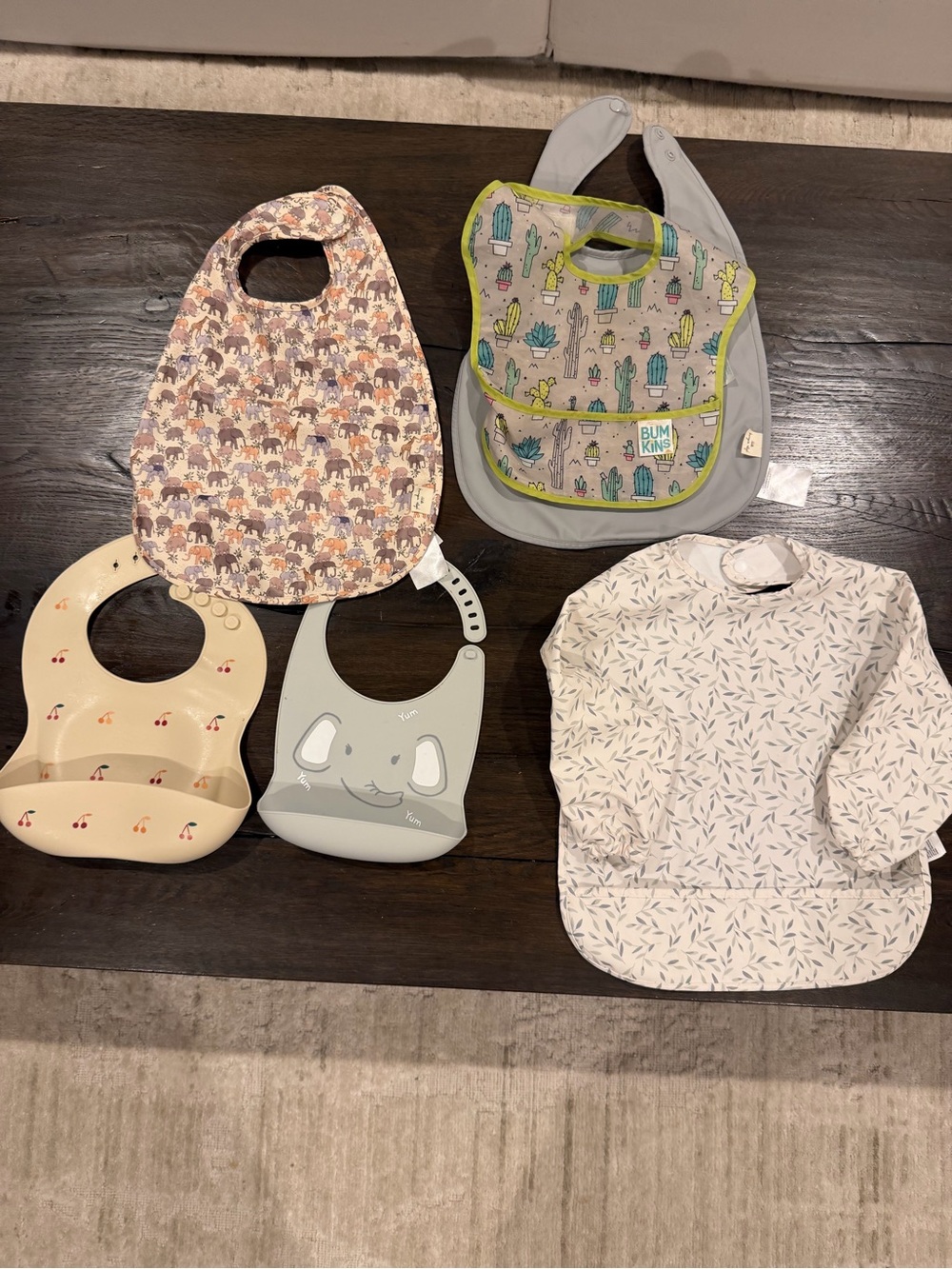 Bumkins Baby Bibs Lot Size OS Cactus Silicone Catch-All Mixed Prints